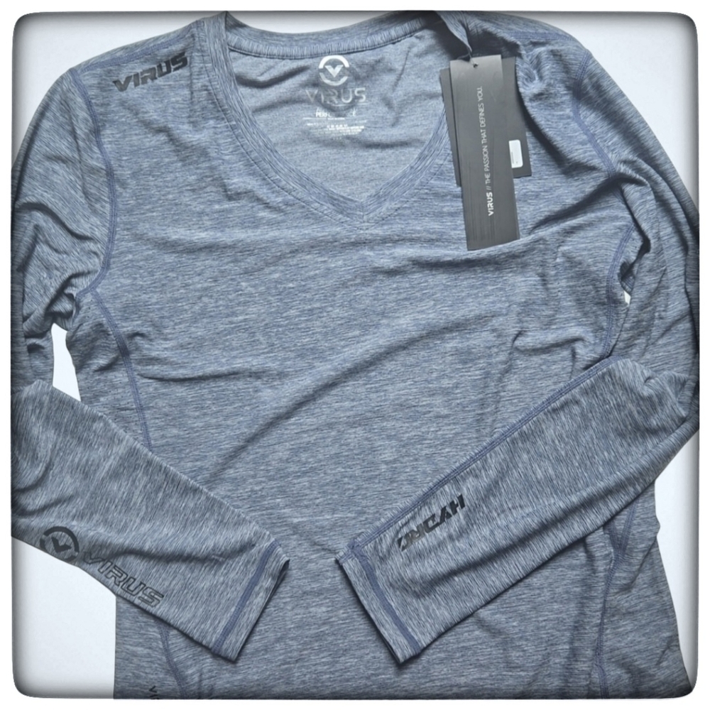 Virus Women Blue Action Sport Performance Top-Size Large